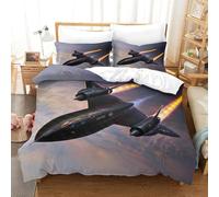 XiaopangXY SR 71 Blackbird Warmth Bedding Set Hidden Zipper Duvet Cover with Pillowcases Bomber Quilt Cover Soft Microfiber Comforter Cover for Kids & Adults Double（200x200cm）