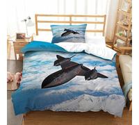 XiaopangXY SR-71 Blackbird Warmth Bedding Set Hidden Zipper Duvet Cover with Pillowcases Bomber Quilt Cover Soft Microfiber Comforter Cover for Kids & Adults Single（135x200cm）