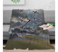 XiaopangXY Super Soft Throw Blanket WW II Airplane Premium Silky Flannel Fleece 3D WW2 Tanks Lightweight Bed Blanket 50x60inch(127x152cm) All Season Use