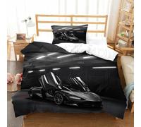 XiaopangXY Supercar Breathable Comforter Cover Hidden Zipper Luxury Car Duvet Cover Set with Pillowcases Bedding Set Soft Microfiber 3D Printing Quilt Cover Set Single（135x200cm）