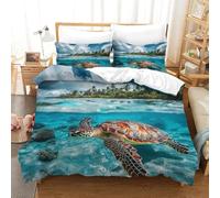 XiaopangXY Tortoise Luxe Bedding Set Hidden Zipper Turtles Duvet Cover Set with Pillowcases Quilt Cover SetSoft Microfiber Comforter Cover for Kids Adults Double（200x200cm）