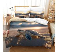 XiaopangXY Tortoise Warmth to Sleep Quilt Cover Set Hidden Zipper Turtles Duvet Cover Set with Pillowcases Bedding Set Soft Microfiber Luxury Comforter Cover King（220x240cm）