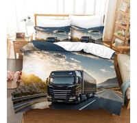 XiaopangXY Truck Adult Duvet Covers 200x200cm, Lorry Duvet Cover Double With 2 Pillowcases, Truck Quilt Cover Set Soft Microfiber, Nice-looking hgv duvet set Double