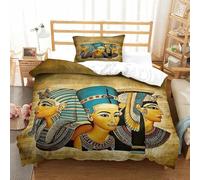 XiaopangXY Warmth Egyptian Pharaoh Duvet Cover Single（135x200cm）, All Season Decorative Amun-Ra Quilt Cover with Pillowcases, Bedding Set Soft Amun-Ra Comforter for Boys & Girls