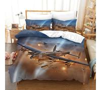XiaopangXY WW II Aircraft Bedding Set with Zipper, Comforter Cover 3D Printed Lancaster Bomber Quilt Cover with Pillowcase, Duvet Cover Microfiber for Childs & Adults King（220x240cm）