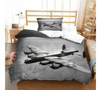 XiaopangXY WW II Aircraft Pattern Bedding Set Single（135x200cm）, Lancaster Bomber Duvet Cover with Pillowcases, Quilt Cover Set Soft Microfiber Comforter Cover Kids & Adults