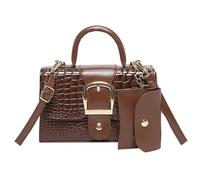 XIAOQENAN 2pcs Stylish Embossed Pattern Shoulder And Crossbody Bag PU Leather Handbag With Adjustable Strap For Office And Casual Office Lady Bag