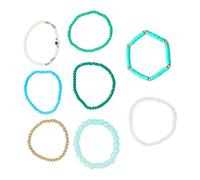 XIAOQENAN 8pcs Colorful Soft Clay Beaded Bracelets With Evil Eyes Charm Beaded Handchain Elastic Layering Wristchain Jewelry Everyday Wear