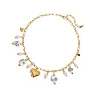 XIAOQENAN Adjustable Ceramic Pearls Necklace With Sturdy Stainless Steel Chain Elegant Jewelry Gift Stainless Steel Ceramic Necklace