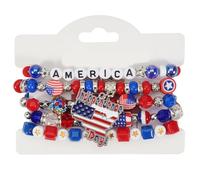 XIAOQENAN Artificial Crystal Charm Adjustable Handmade Wrist Jewelry Beaded for Any Occasion Independence Day Themed Beaded Jewelry