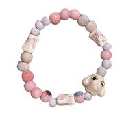 XIAOQENAN Colorful Beaded Ceramic With Dog Charm Comfortable Adjustable Length Wristchain Handmade Wristband Ornament Women Bracelets