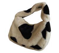 XIAOQENAN Fashion Plush Heart Shoulder Bag For Women Comfortable Furry Handbag Top Handle Bags For School Shopping And Travel Fashion Shopping Bags