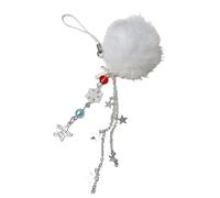 XIAOQENAN Fuzzy Balls Snowflake Star Bead Cellphone Strap Christmas Phone Lanyard Colorful Beaded Bag Charm Holiday Accessory Stylish Phone Ornament