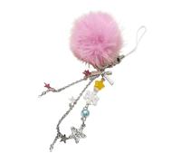 XIAOQENAN Fuzzy Balls Snowflake Star Bead Cellphone Strap Christmas Phone Lanyard Colorful Beaded Bag Charm Holiday Accessory Stylish Phone Ornament