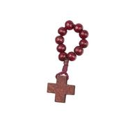 XIAOQENAN Handcrafted Natural Wood Bead Finger Rosary Chain Featuring Crucifix Symbol for Present Individual Use Decorative Beads