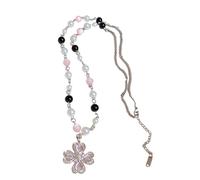 XIAOQENAN Layer Pearls Necklace Four Leaf Clovers Pendant Multiple Color Beads Sturdy Alloy Jewelry For Everyday Elegant Charm Unique Clovers Designs Necklace