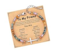 XIAOQENAN Meet Charm Stone Bangle with Blessing Card Encouragement Jewelry Present for Adherent Comrades Family Idolized Entities Stylish Confirmation Baptism Jewelry for Teens