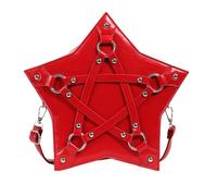 XIAOQENAN Motorcycle Punk Star Shape Crossbody Bag With Rivets Accent For Women PU Leather Adjustable Strap Shoulder Bag Purse Punk Rivets Crossbody