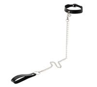 XIAOQENAN PU Collar Chain With Bells/O-Rings Stylish Necklace Adjustable Neck Strap Role Play Costume For Couple Adventures Sensual Play Collar