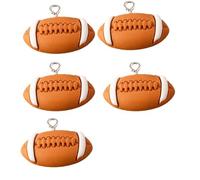 XIAOQENAN Set of 5 Football Pendants Keychain Component Basketball Jewelry Findings Suitable for Jewelry Bracelets and Necklaces Outdoor Sports Keychain Accessory