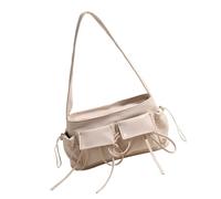 XIAOQENAN Stylish Womens Sweet Bowknot Single Shoulder Bag Simple Solid Color Underarm Bag PU Leather Multi Pockets Armpit Purse Shopping Elegant