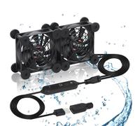 Xiaoqijia Dual 80mm Cooling Fan - 10-Speed USB 5V/DC 12V Power, IPX5 Waterproof for Tablet, TV, Router, Xbox, DVR, Computer Cabinet, Greenhouse & Kennel Component Cooling