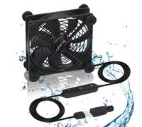 Xiaoqijia Quiet 120mm USB 5V/12V DC Fan - IPX5 Waterproof, 10 Speed, Portable Cooling Fan for Tablet, TV, Receiver, Router, DVR, Xbox, Greenhouse, Kennel, Computer Cabinet & Component Cooling