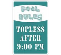 XIAOQIU Pool Rule Topless After 9 Retro Metal Tin Sign Vintage Aluminum Sign for Home Coffee Wall Decor 8x12 Inch