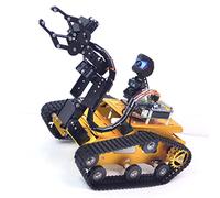 XiaoR Geek Raspberry Pi Smart WiFi Robot Car Kit, with 2DOF Hd Camera 4DOF Robotic Arm Tank Chassis Kit, Remote Control Programmable AI Vehicle Toy Controlled by Android/iOS App PC