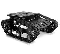 XiaoR Geek Smart Robot Car Chassis Kit Aluminum Alloy Big Tank Chassis with 2WD Motors for Arduino/Raspberry Pi DIY RC Shock Absorbing Tracked Robot Car Toys - Learning Kit (Black)