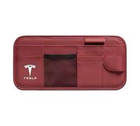 XIAOSAXIAODE Multifunction Car Sun Visor Bag, Compatible with Tesla Model S 2012 2013 2014 2015 2016 2017 2018, Car Registration Holder, CD Card Storage Pocket, Case Sun Visor, Glasses Storage,Red
