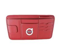 XIAOSAXIAODE Multifunction Car Sun Visor Bag, Compatible with Volvo V70 2000 2001 2002 2003 2004 2005 2006 2007, Car Registration Holder, CD Card Storage Pocket, Case Sun Visor, Glasses Storage,Red