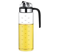 XiaoShenLu Automatic Cap Glass Olive Oil Dispenser Bottle, Clear Oil & Vinegar Cruet, Oil Bottle for Kitchen, 550ml