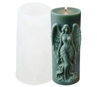XIAOSHUI Angel Embossed Candle Silicone Mold Angel Column Candle Mold Wings Goddess Resin Casting Molds for Candle Home Decorate Aromatherapy Candles Gypsum Polymer Clay Craft
