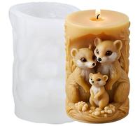 XIAOSHUI Animal Family Cylinder Candle Molds 3D Forest Animal Design Candle Silicone Mold for Candles Making Resin Casting Aromatherapy Candles Gypsum Craft Home Decorate