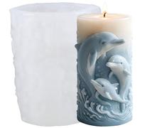 XIAOSHUI Dolphin Family Pillar Candle Molds Dolphin Cylinder Candle Silicone Mold for Candles Making Resin Casting Aromatherapy Candles Gypsum Craft Home Decorate