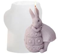 XIAOSHUI Easter Bunny Candle Molds 3D Rabbit Egg Candle Silicone Mold for Candles Making Resin Casting Aromatherapy Candles Gypsum Craft Home Decorate