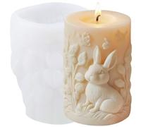 XIAOSHUI Easter Rabbit Candle Molds Bunny Pillar Candle Silicone Mold for Candles Making Resin Casting Aromatherapy Candles Gypsum Craft Home Decorate