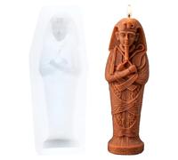 XIAOSHUI Egyptian Mummy Candle Mould Fantasy Themed Pharaoh Statue Resin Casting Silicone Moulds for Candles Making Aromatherapy Candles Wax Polymer Clay Home Decoration