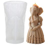 XIAOSHUI Elephant Lady Candle Molds Elephant Candle Silicone Mold for Candles Making Resin Casting Aromatherapy Candles Gypsum Craft Home Decorate