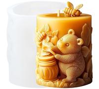 XIAOSHUI Honey Bear Cylinder Candle Mould Bee Cylindrical Resin Casting Silicone Moulds for Candle Making Aromatherapy Candles Gypsum Clay Craft Candle Home Decorate