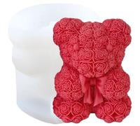 XIAOSHUI Large Rose Bear Candle Mould Bear Candle Silicone Moulds Valentine's Day Resin Casting Mould for Candles Home Decorate Moulds Candles Making Aromatherapy Gypsum Clay Craft