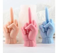 XIAOSHUI Middle Finger Silicone Candle Mold - Gesture Candle Mold - DIY Craft Resin Casting Molds - Compatible with Paraffin, Gel, Beeswax, Soy Wax - Food Grade Silicone - Easy to Use
