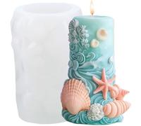 XIAOSHUI Ocean Series Silicone Candle Mold Starfish Seashell Conch Relief Cylinder Candle Molds for Candle Home Decorate Resin Casting Aromatherapy Candles Gypsum Polymer Clay Craft