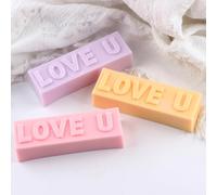 XIAOSHUI Rectangular Alphabet Letter Pillar Silicone Resin Mold Love u Letter Candle Molds for DIY Making Candle Resin Aromatherapy Gypsum Wax Soap Clay Craft