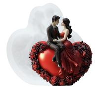 XIAOSHUI Romantic Couple Candle Mold Wedding Bride Groom Silicone Candle Molds Heart Rose Resin Casting Mold for Candle Making Aromatherapy Candles Gypsum Polymer Clay Craft Candle Home Decorate