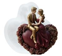 XIAOSHUI Romantic Couple Candle Mold Wedding Bride Groom Silicone Candle Molds Heart Rose Resin Casting Mold for Candle Making Aromatherapy Candles Gypsum Polymer Clay Craft Candle Home Decorate