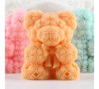 XIAOSHUI Rose Bear Candle Mould 3D Teddy Bear Silicone Mould Rose Bears Candle Silicone Moulds for Candle Making Resin Aromatherapy Gypsum Wax Clay Craft