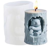 XIAOSHUI Tree Bear Honey Cylinder Candle Mould Animal Bear Resin Casting Silicone Moulds for Candles Making Aromatherapy Candles Wax Polymer Clay Home Decoration