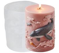 XIAOSHUI Whale Wave Pillar Candle Molds Ocean Series Candle Silicone Mold for Candles Making Resin Casting Aromatherapy Candles Gypsum Craft Home Decorate